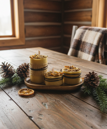 Pure beeswax candle Honey Hive Trio