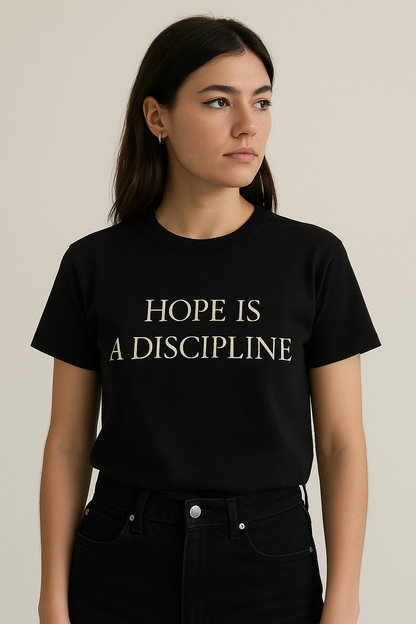 Hope Is a Discipline – Serif Edition (Beige on Black)women’s fit