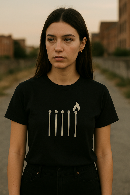 One Match Still Burns Tee – Minimalist Resistance Edition(women’s fit)