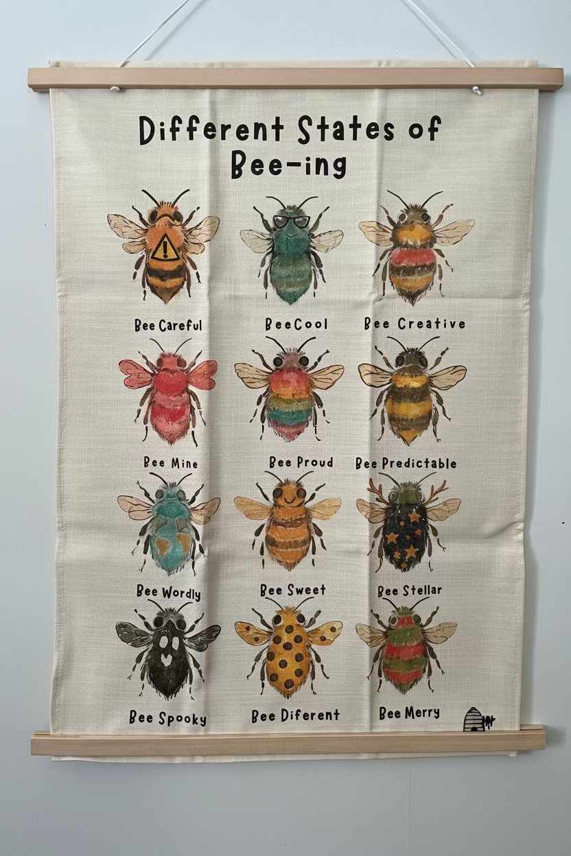 Linen tea towel - ‘The Different States of Being’