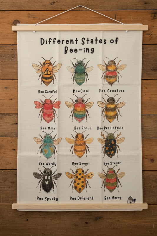 Linen tea towel - ‘The Different States of Being’