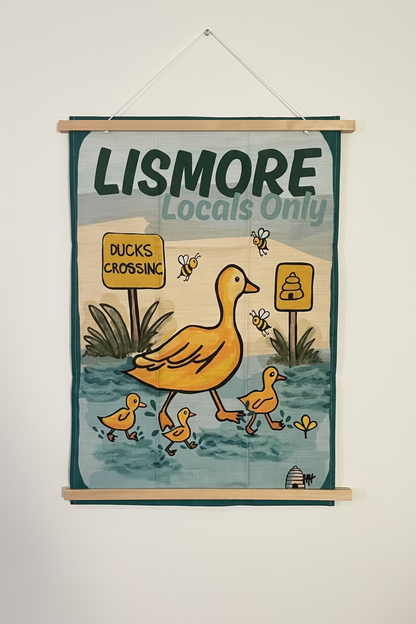 Linen Tea Towel Ducks Crossing - Lismore 'Locals Only' Design