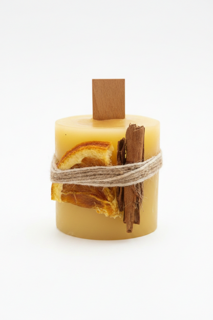 Pure Beeswax pillar candles. Bee Hive Garden