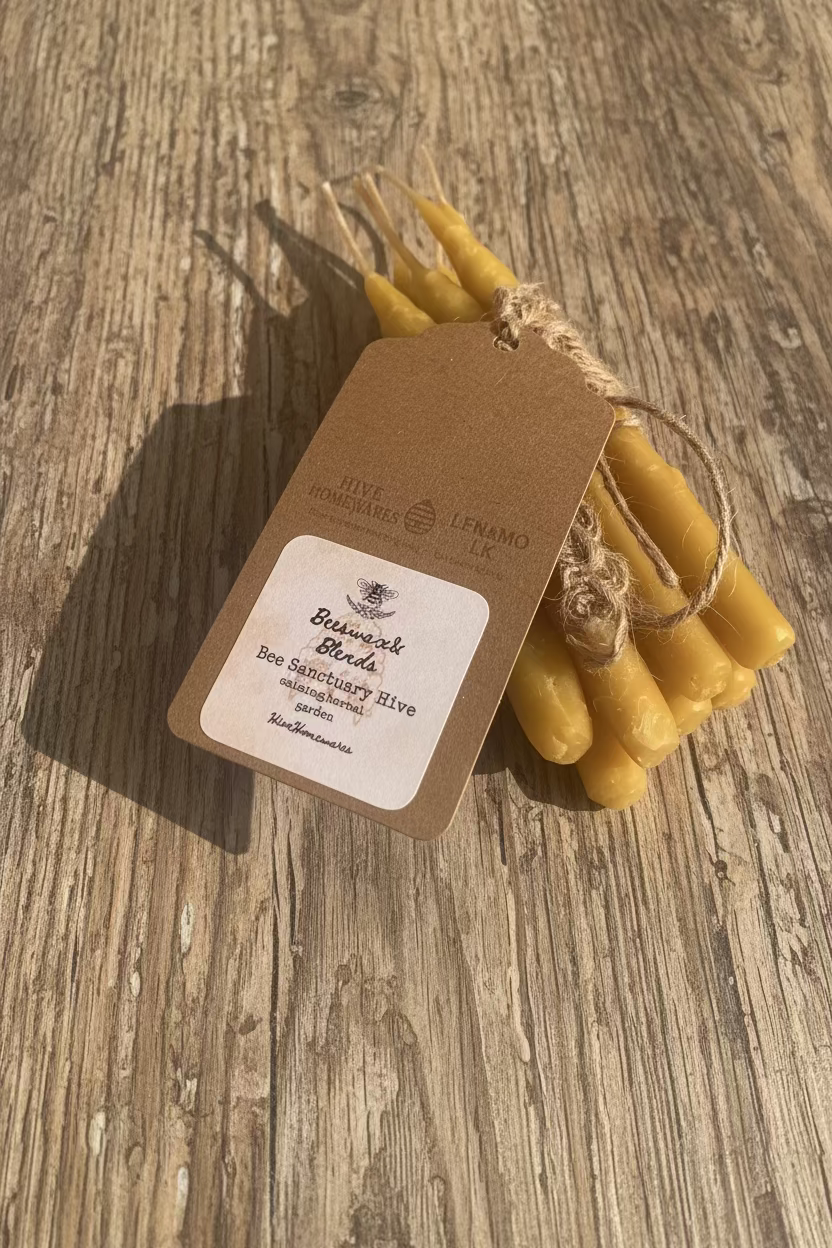 Hand-Dipped Pure Beeswax Taper Candles 12cm - The Hive’s Little Prayers
