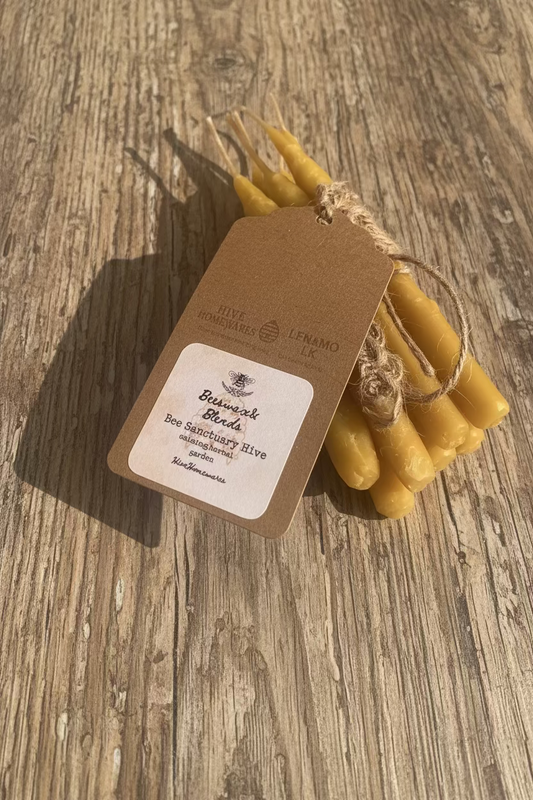 Hand-Dipped Pure Beeswax Taper Candles 12cm - The Hive’s Little Prayers