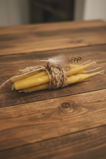 Hand-Dipped Pure Beeswax Taper Candles 12cm - The Hive’s Little Prayers