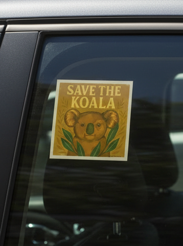 Save the Koala Decal - Car Window Decal (12x12cm)