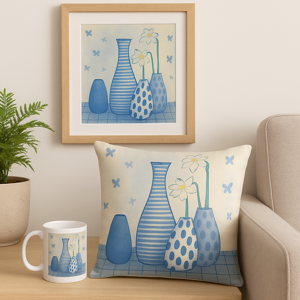 “Blue Period, Beige Mood” Cushion