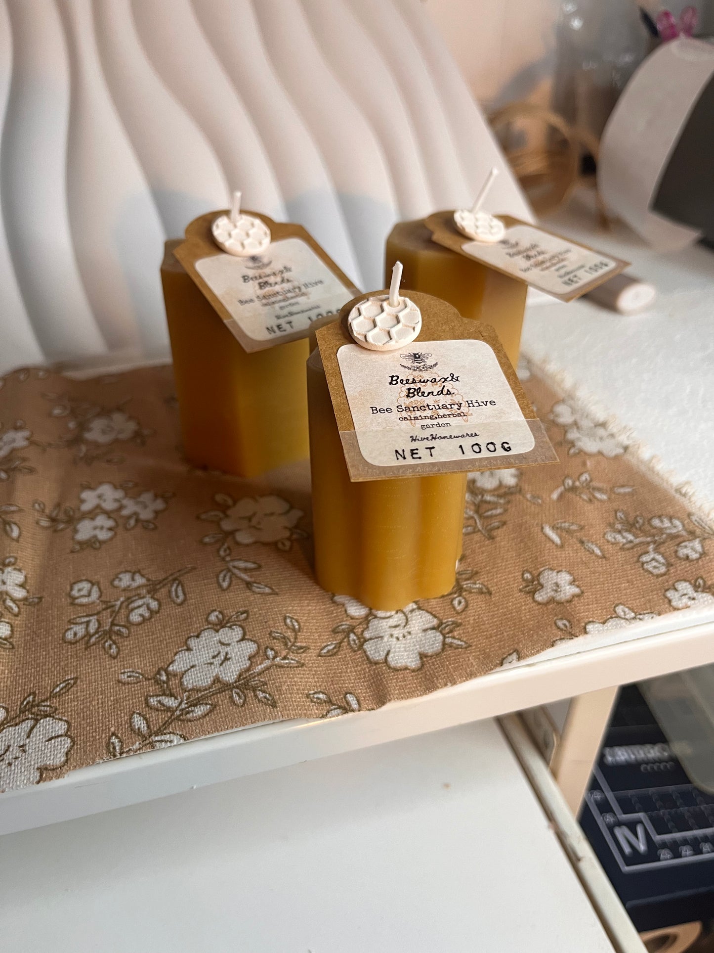 Pure Beeswax Shape Candles - 100g Bee Sanctuary Hive blend. Rosemary Lavender