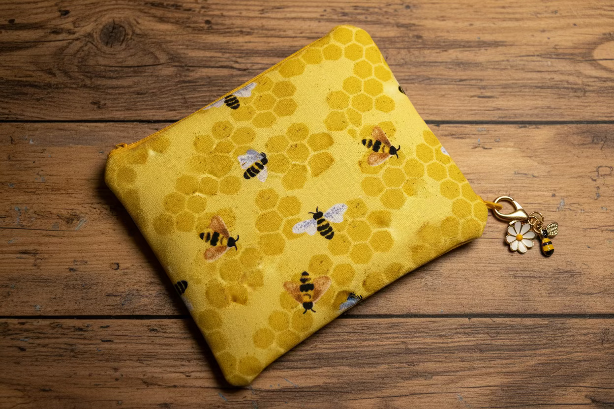 Charming Handmade Bee Pattern Purse - Your Perfect Makeup Bag Companion