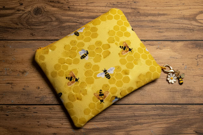 Charming Handmade Bee Pattern Purse - Your Perfect Makeup Bag Companion