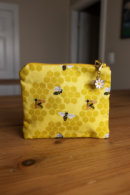 Charming Handmade Bee Pattern Purse - Your Perfect Makeup Bag Companion