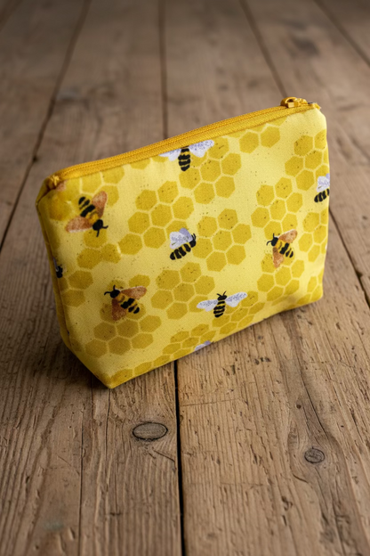 Charming Handmade Bee Pattern Purse - Your Perfect Makeup Bag Companion