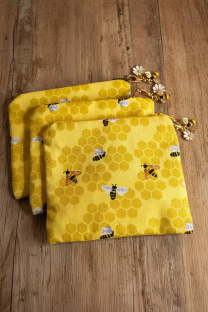 Charming Handmade Bee Pattern Purse - Your Perfect Makeup Bag Companion