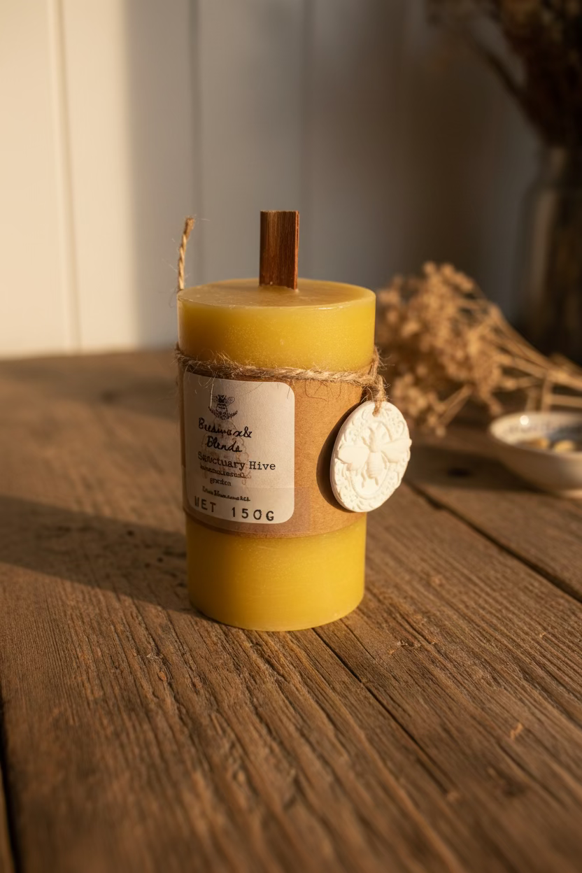 Beeswax Candle with Lavender and Rosemary – Handcrafted Aromatherapy for Relaxation