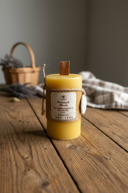 Beeswax Candle with Lavender and Rosemary – Handcrafted Aromatherapy for Relaxation