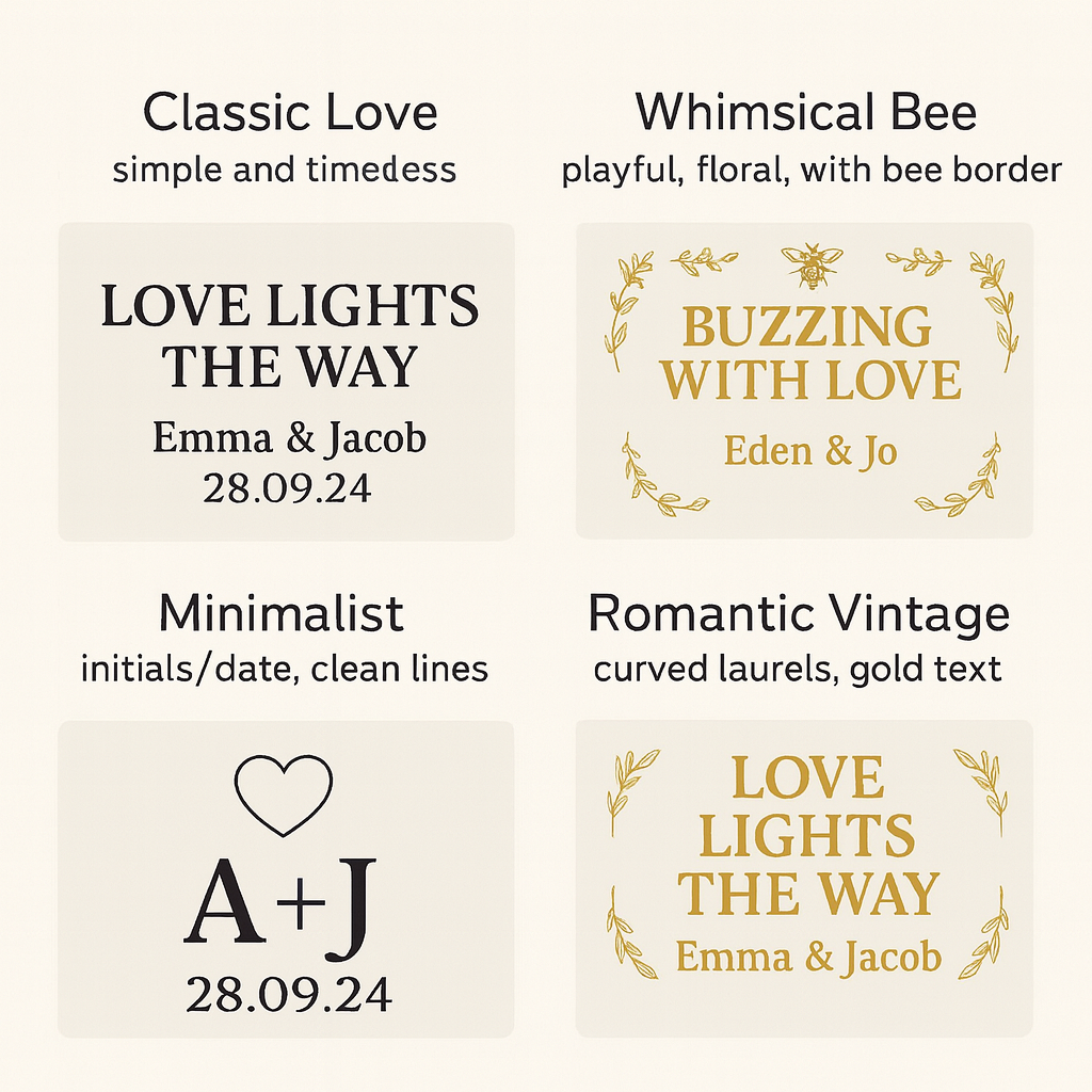Personalised Wedding Favour Candles – Hive Homewares (Min. 24)