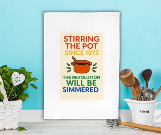 🍲 Stirring the Pot – Rainbow Edition Tea Towel