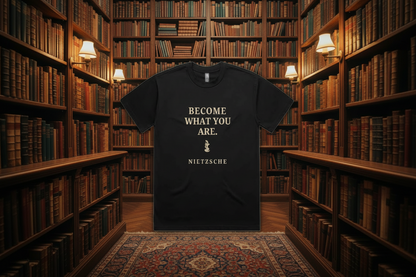 Nietzsche Quote Shirt In a library setting