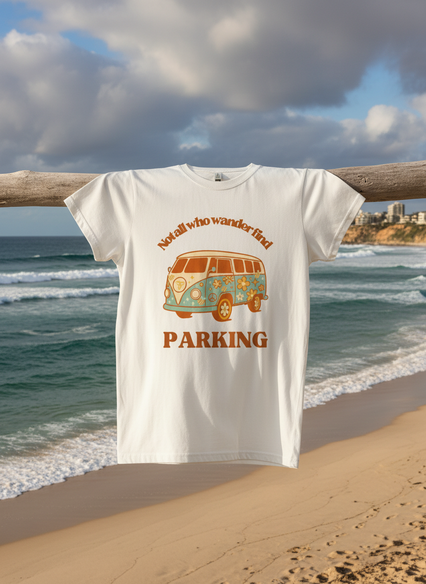 Not All who wander Find Parking Retro Kombi Organic tshirt. Women’s S-2XL