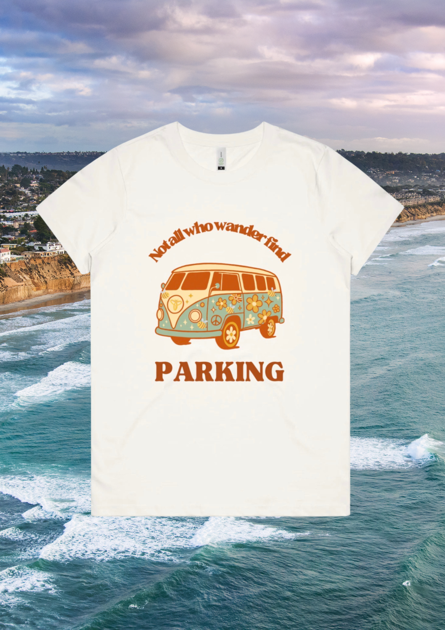 Not All who wander Find Parking Retro Kombi Organic tshirt. Women’s S-2XL