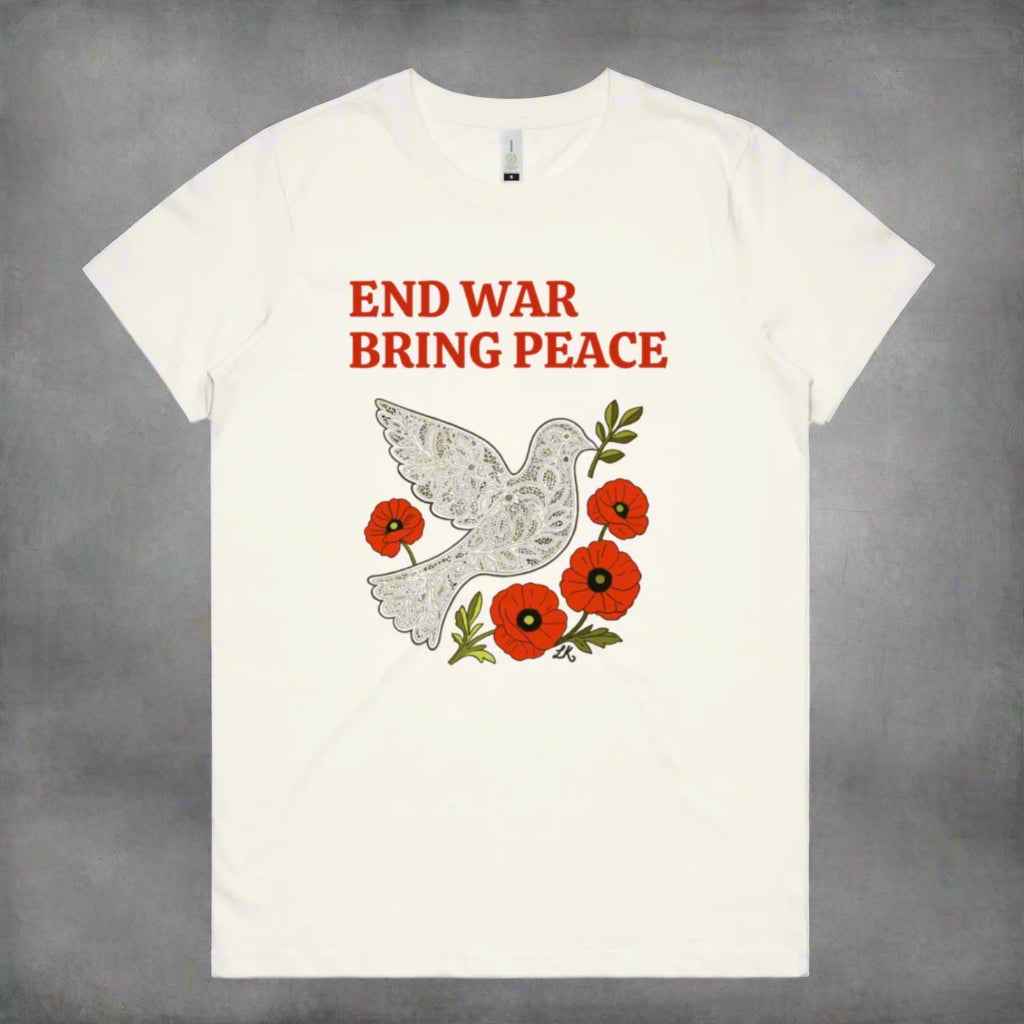 End War Bring Peace Tee - Poppy & Dove Edition in Organic Cotton