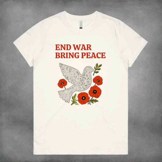 End War Bring Peace Tee - Poppy & Dove Edition in Organic Cotton
