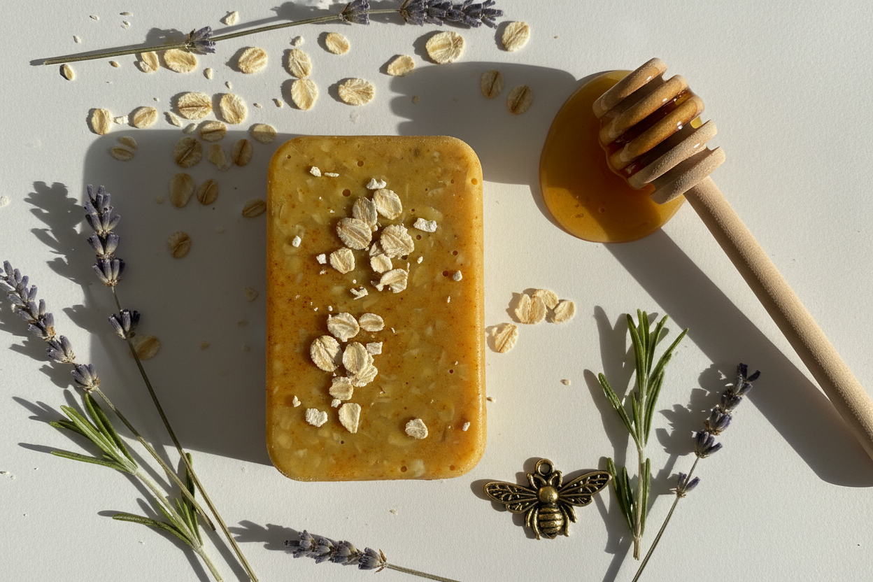 handcrafted honey oat soap herbs oats and honey