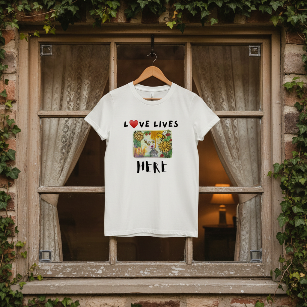 💛 LOVE LIVES HERE – Hive Edition Tee. Organic cotton. Women’s S-2XL
